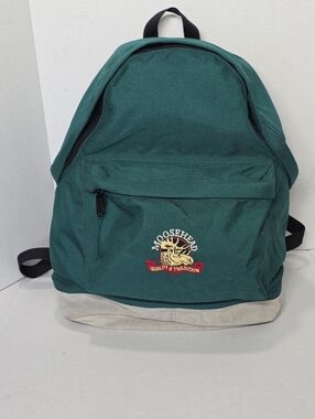 Vintage Embroidered Moosehead Lager Beer Backpack Nylon Suede-leather Bottom